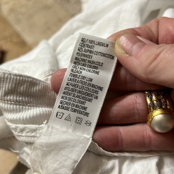 James Perse White Linen Straight Leg Pant Drawstring Waist Size 0/XS - Picture 8 of 9